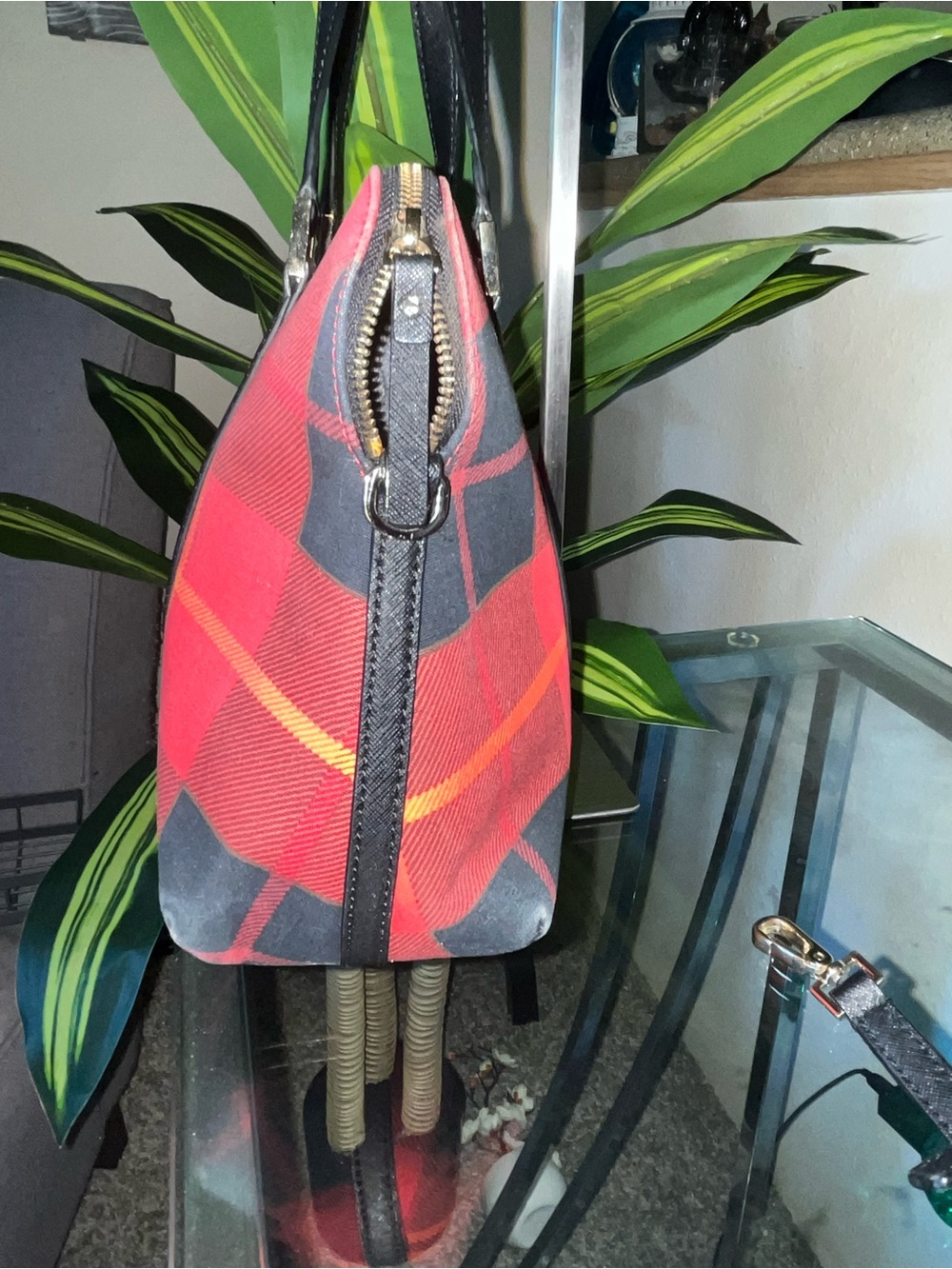 kate spade Red and Black Plaid Satchel with Black Straps - Picture 7 of 14